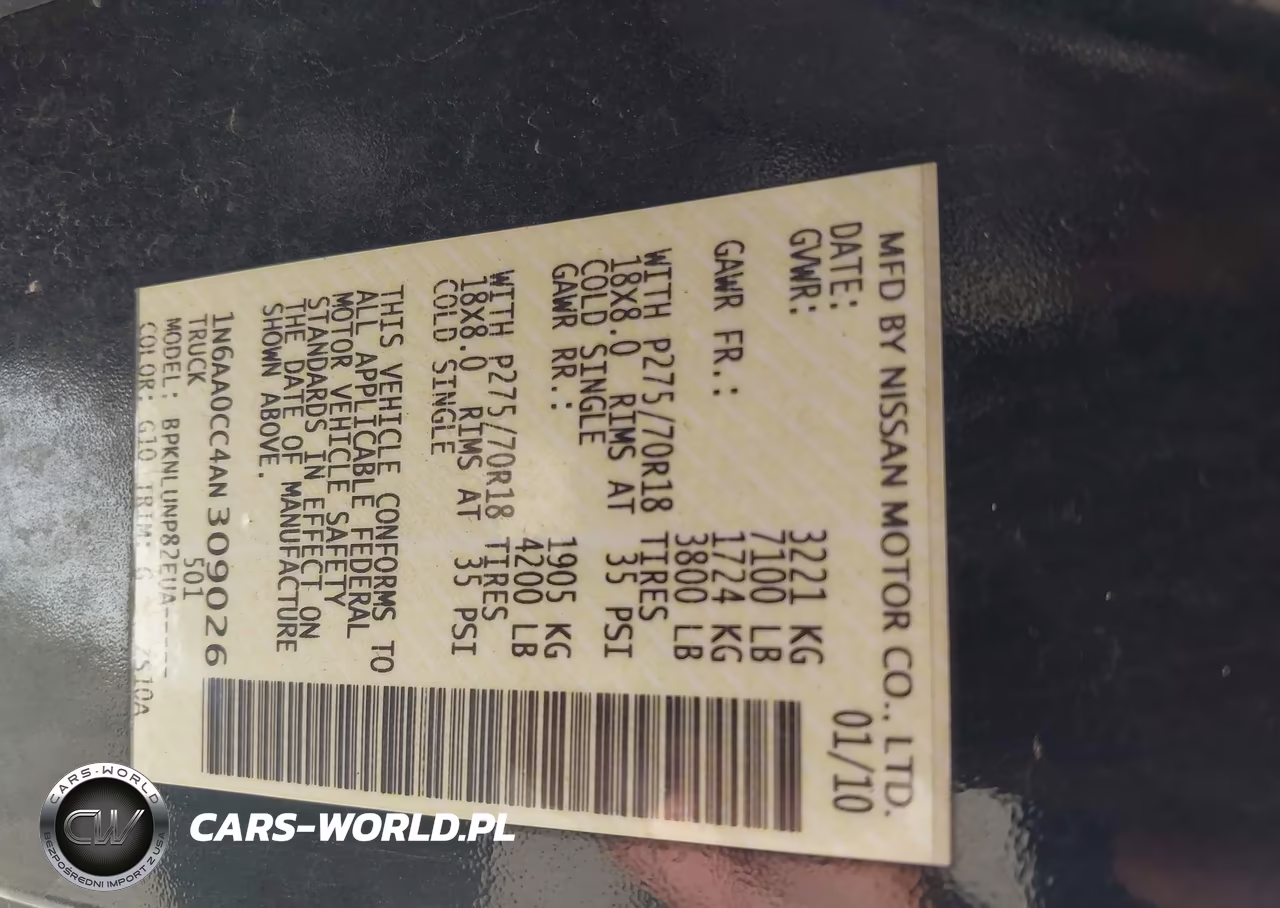 2010 Nissan Titan Pro-4X VIN:1N6AA0CC4AN309026 - 9