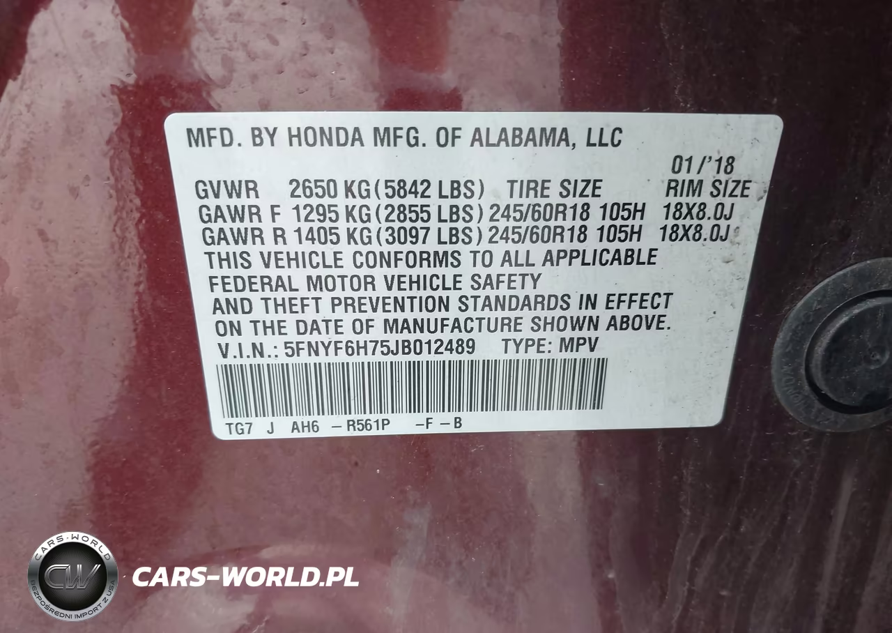 2018 Honda Pilot Ex-L VIN:5FNYF6H75JB012489 - 9