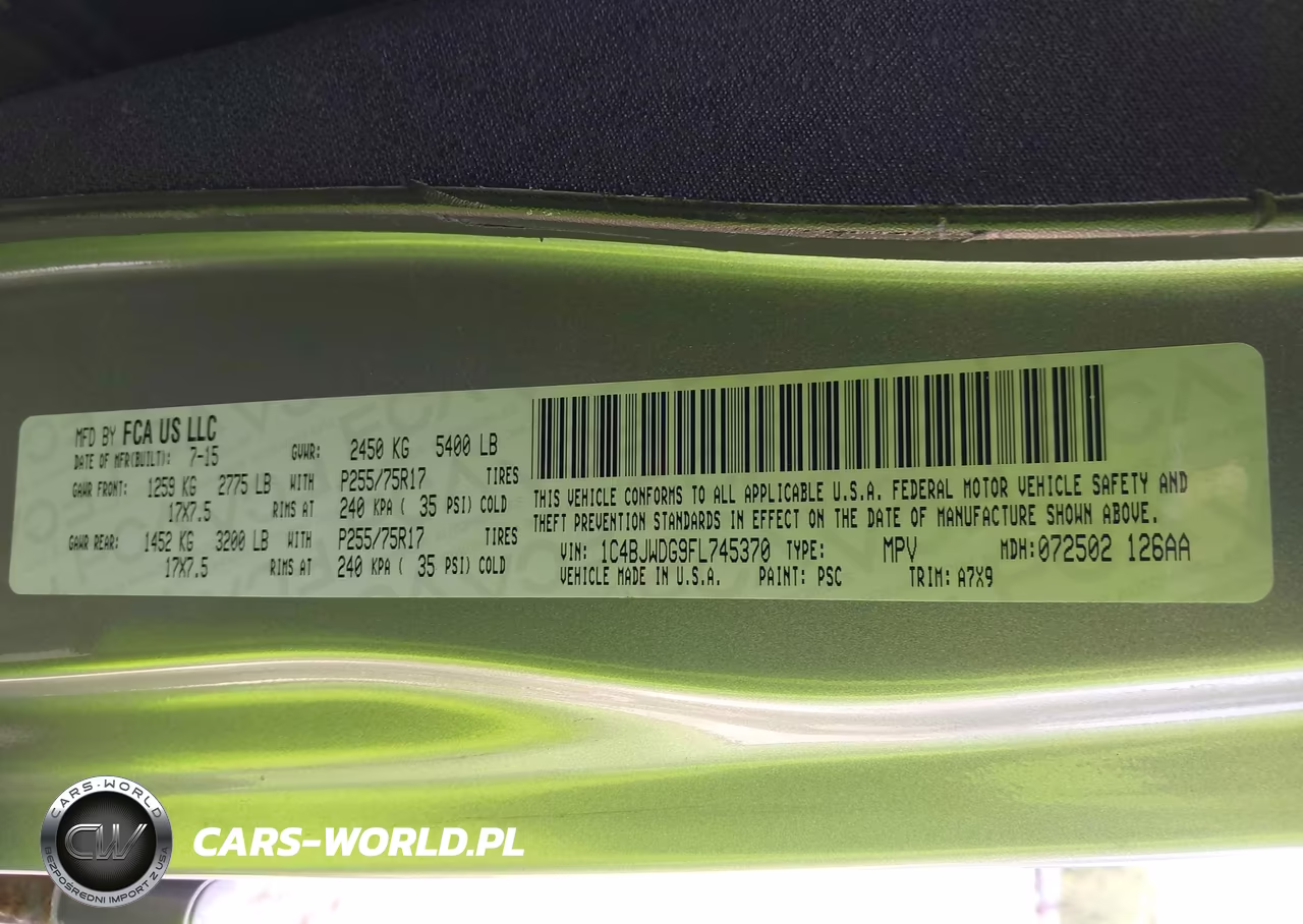2015 Jeep Wrangler Unlimited Sport VIN:1C4BJWDG9FL745370 - 9