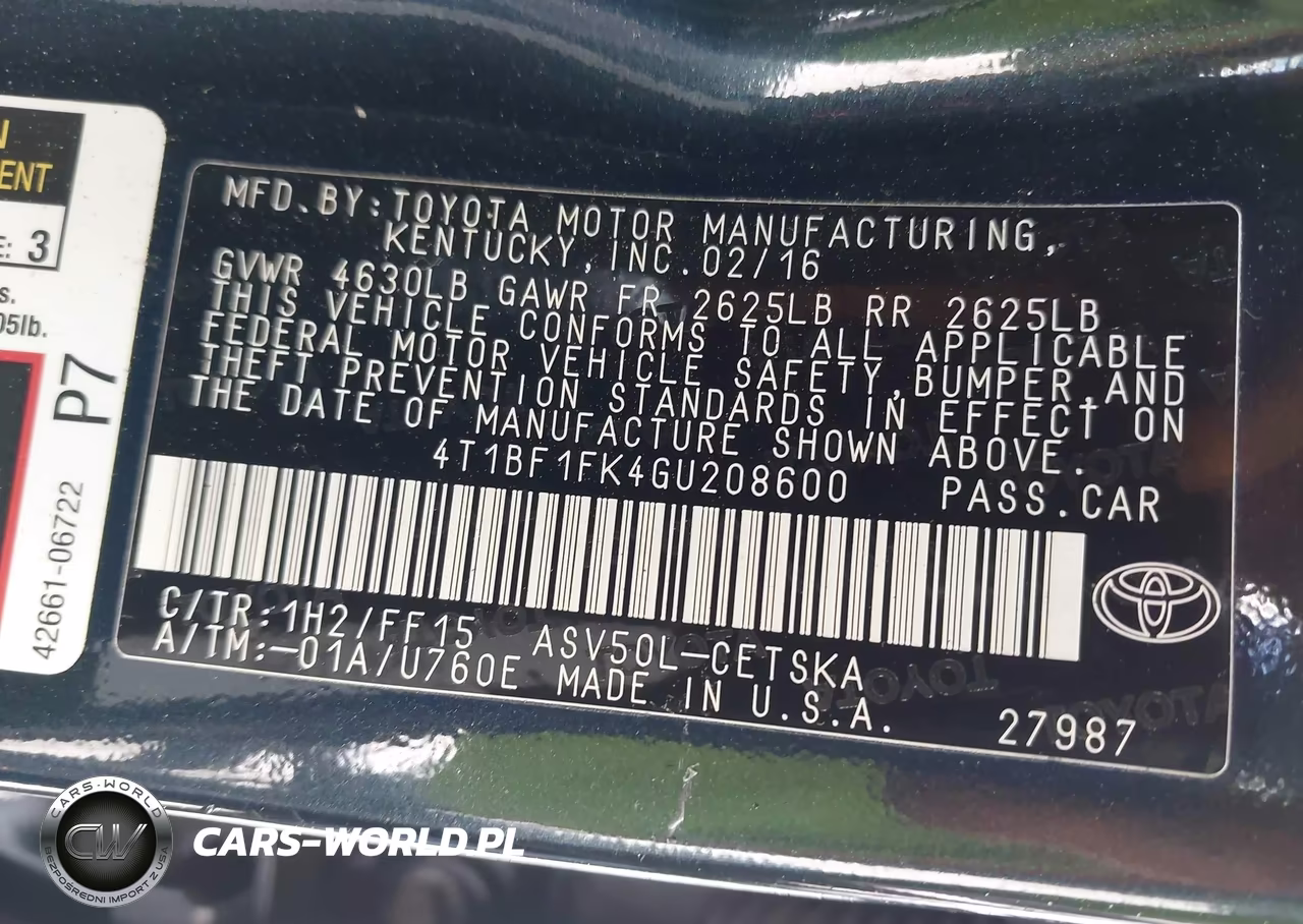 2016 Toyota Camry Se VIN:4T1BF1FK4GU208600 - 9