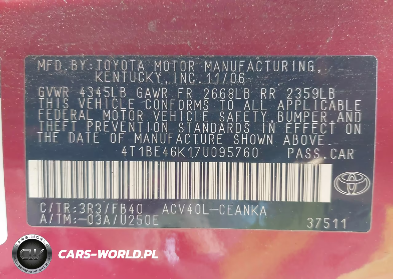 2007 Toyota Camry Le VIN:4T1BE46K17U095760 - 9