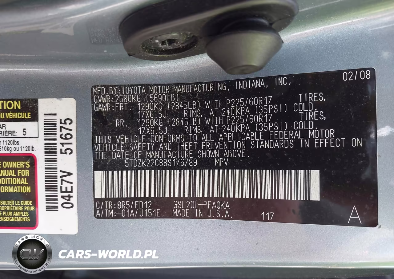 2008 Toyota Sienna Xle VIN:5TDZK22C88S176789 - 9