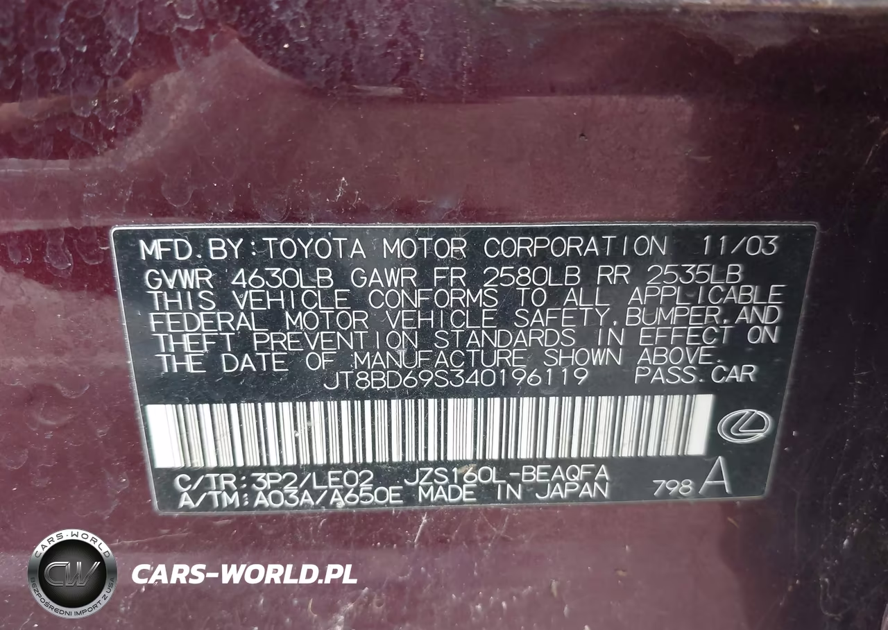 2004 Lexus Gs 300 VIN:JT8BD69S340196119 - 9