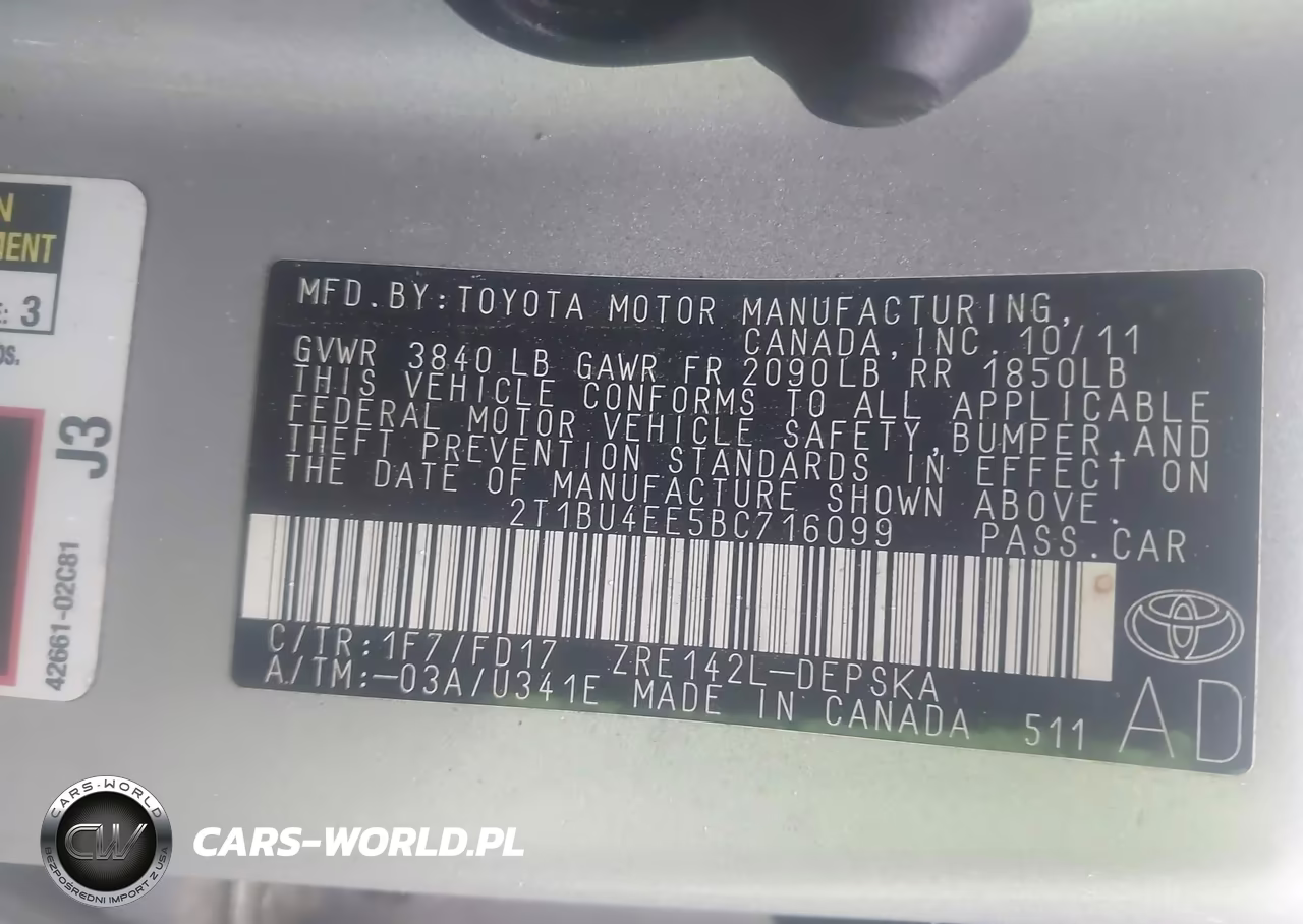 2011 Toyota Corolla S VIN:2T1BU4EE5BC716099 - 9