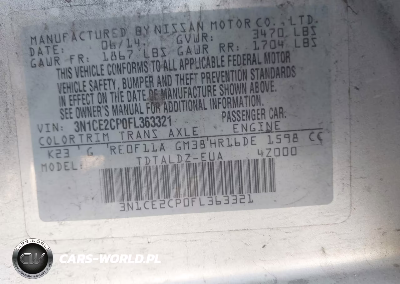 2015 Nissan Versa Note S (Sr)-S Plus-Sl-Sr-Sv VIN:3N1CE2CP0FL363321 - 9