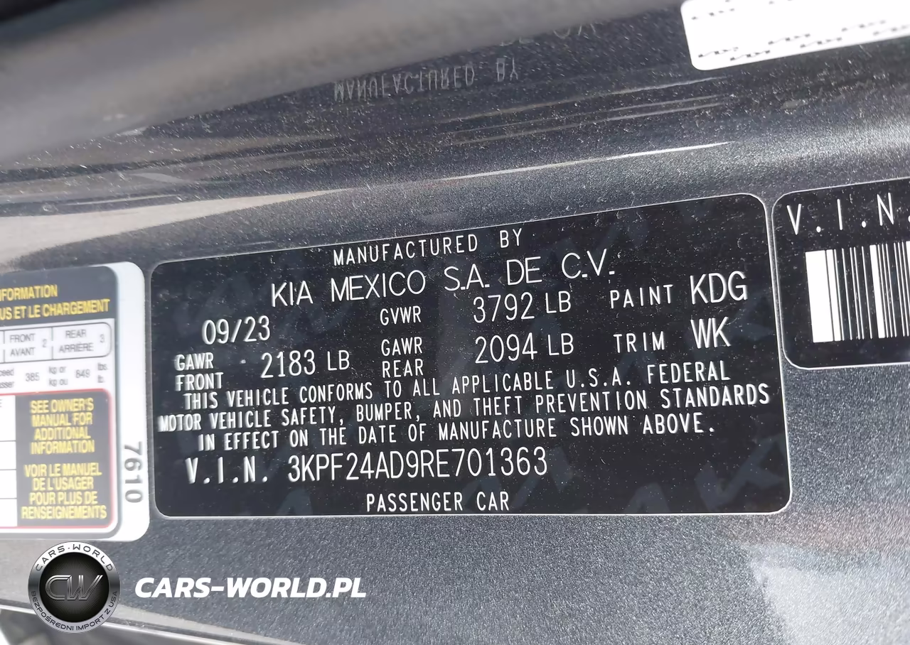 2024 Kia Forte Lxs VIN:3KPF24AD9RE701363 - 9