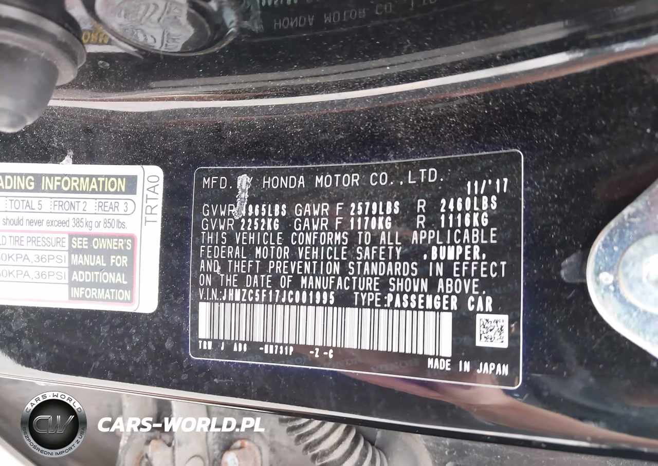2018 Honda Clarity Plug-In Hybrid VIN:JHMZC5F17JC001995 - 9