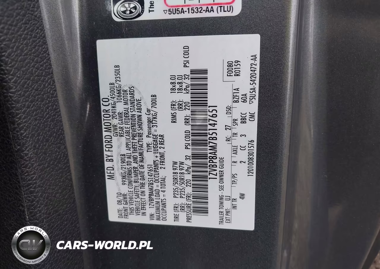 2011 Ford Mustang V6 Premium VIN:1ZVBP8AM7B5147651 - 9