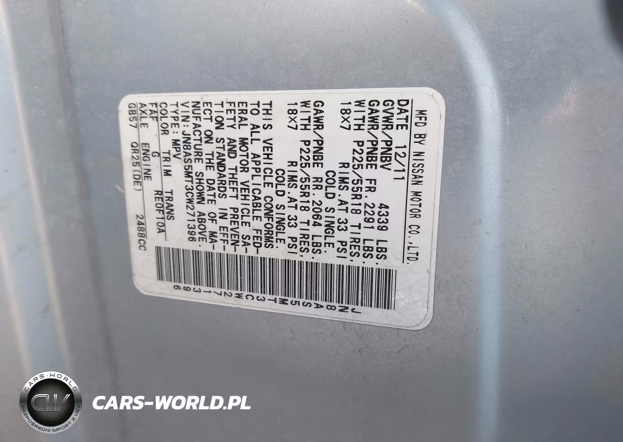 2012 Nissan Rogue Sv W-Sl Pkg VIN:JN8AS5MT3CW271396 - 9