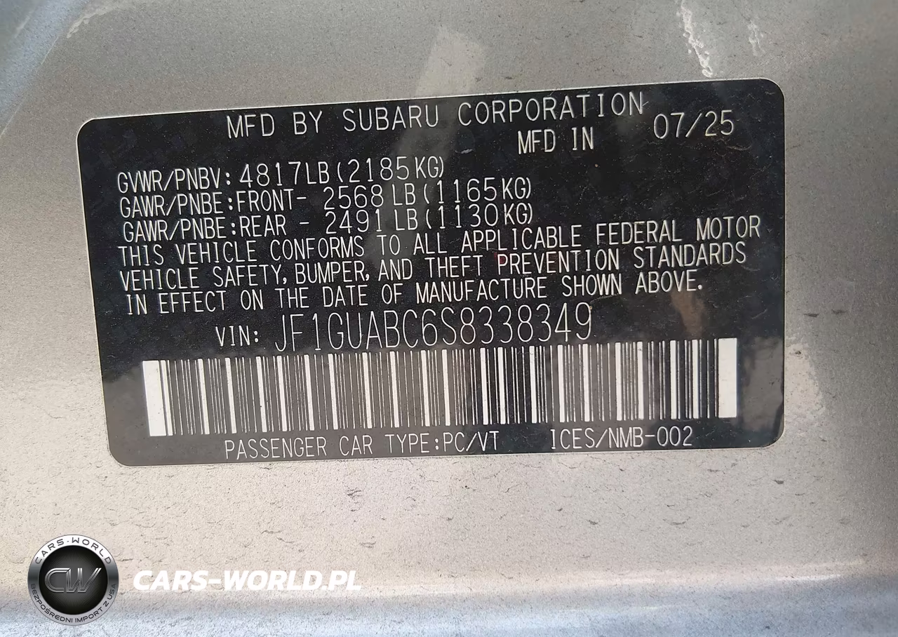 2025 Subaru Impreza Base 5-Door VIN:JF1GUABC6S8338349 - 9