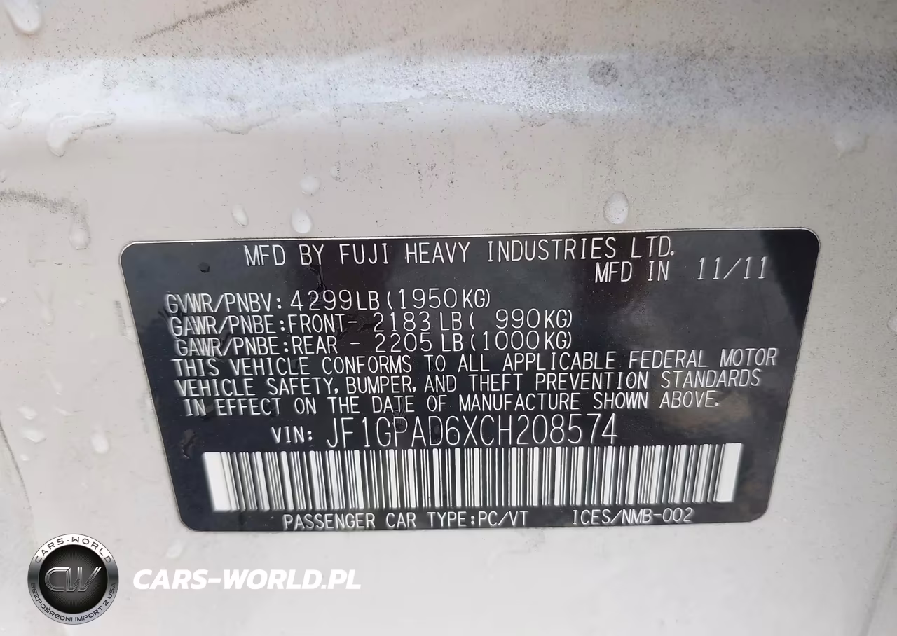 2012 Subaru Impreza 2.0I Premium VIN:JF1GPAD6XCH208574 - 9