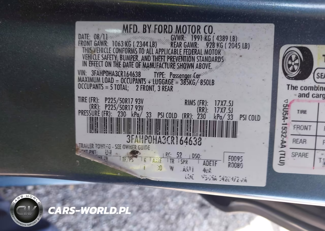 2012 Ford Fusion Se VIN:3FAHP0HA3CR164638 - 9