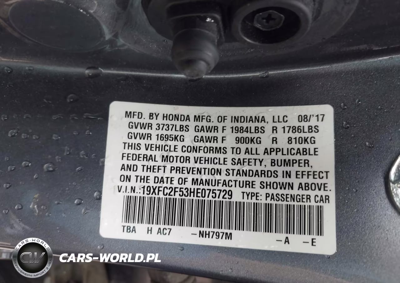 2017 Honda Civic Lx VIN:19XFC2F53HE075729 - 9