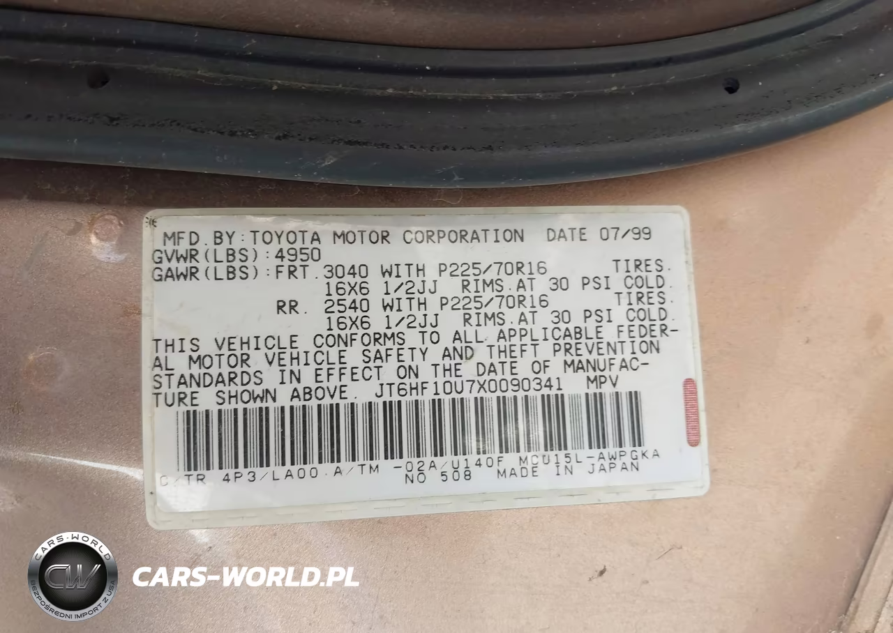 1999 Lexus Rx 300 VIN:JT6HF10U7X0090341 - 9