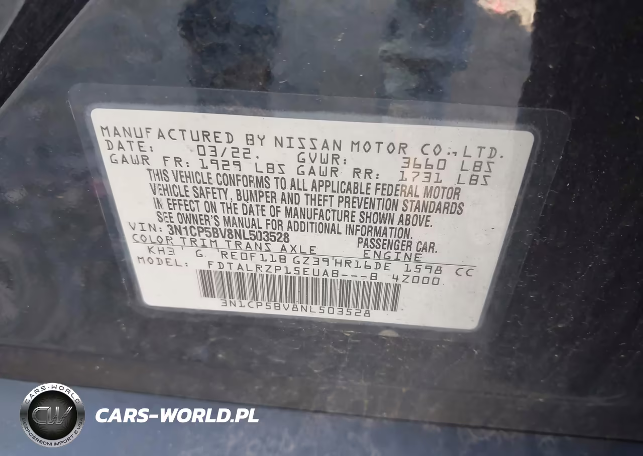 2022 Nissan Kicks S Xtronic Cvt VIN:3N1CP5BV8NL503528 - 9