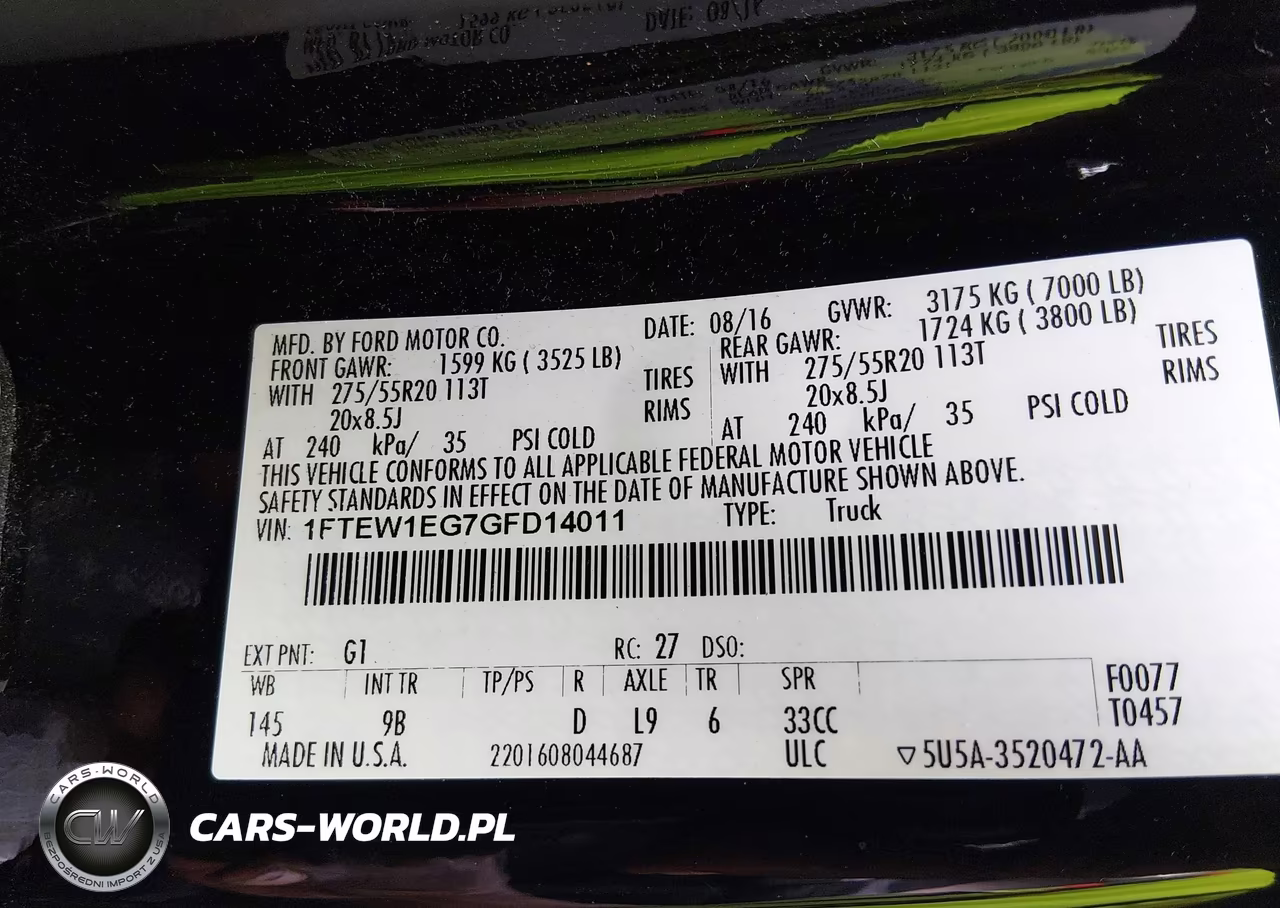 2016 Ford F-150 Platinum VIN:1FTEW1EG7GFD14011 - 9