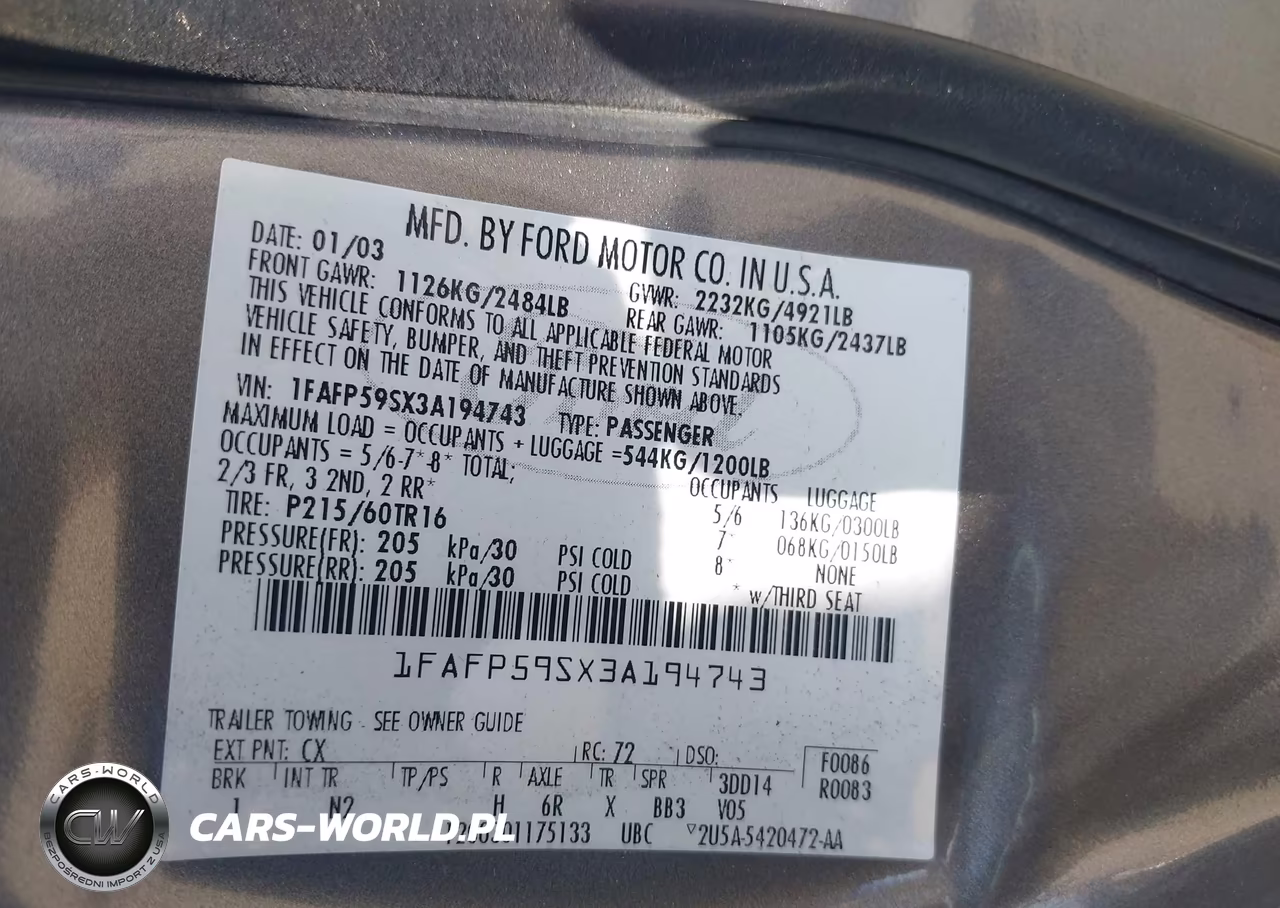 2003 Ford Taurus Sel VIN:1FAFP59SX3A194743 - 9