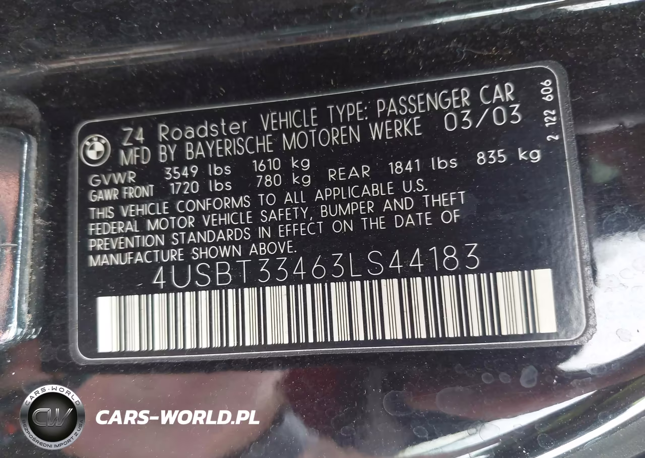 2003 BMW Z4 2.5I VIN:4USBT33463LS44183 - 9