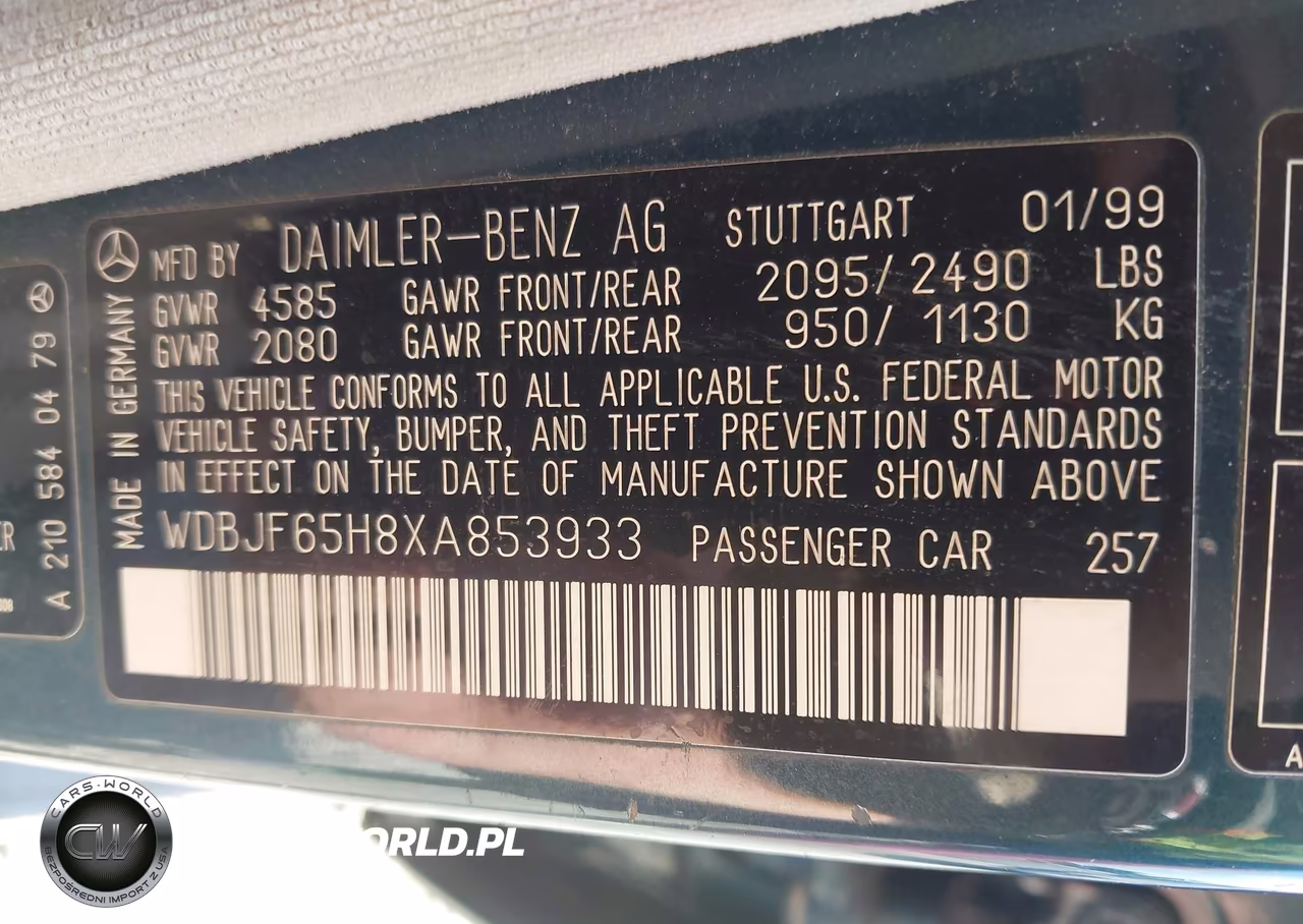 1999 Mercedes-Benz E 320 VIN:WDBJF65H8XA853933 - 9