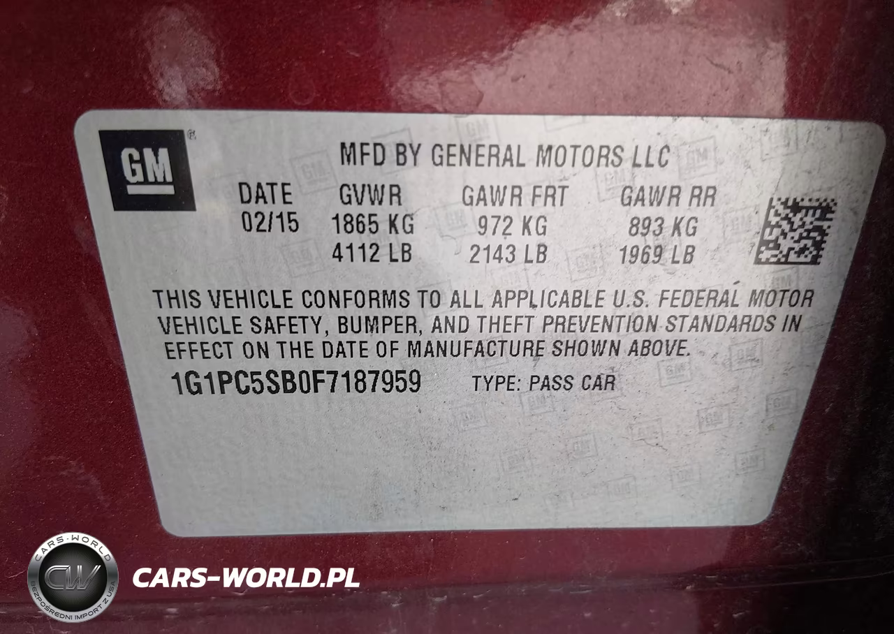 2015 Chevrolet Cruze 1Lt Auto VIN:1G1PC5SB0F7187959 - 9
