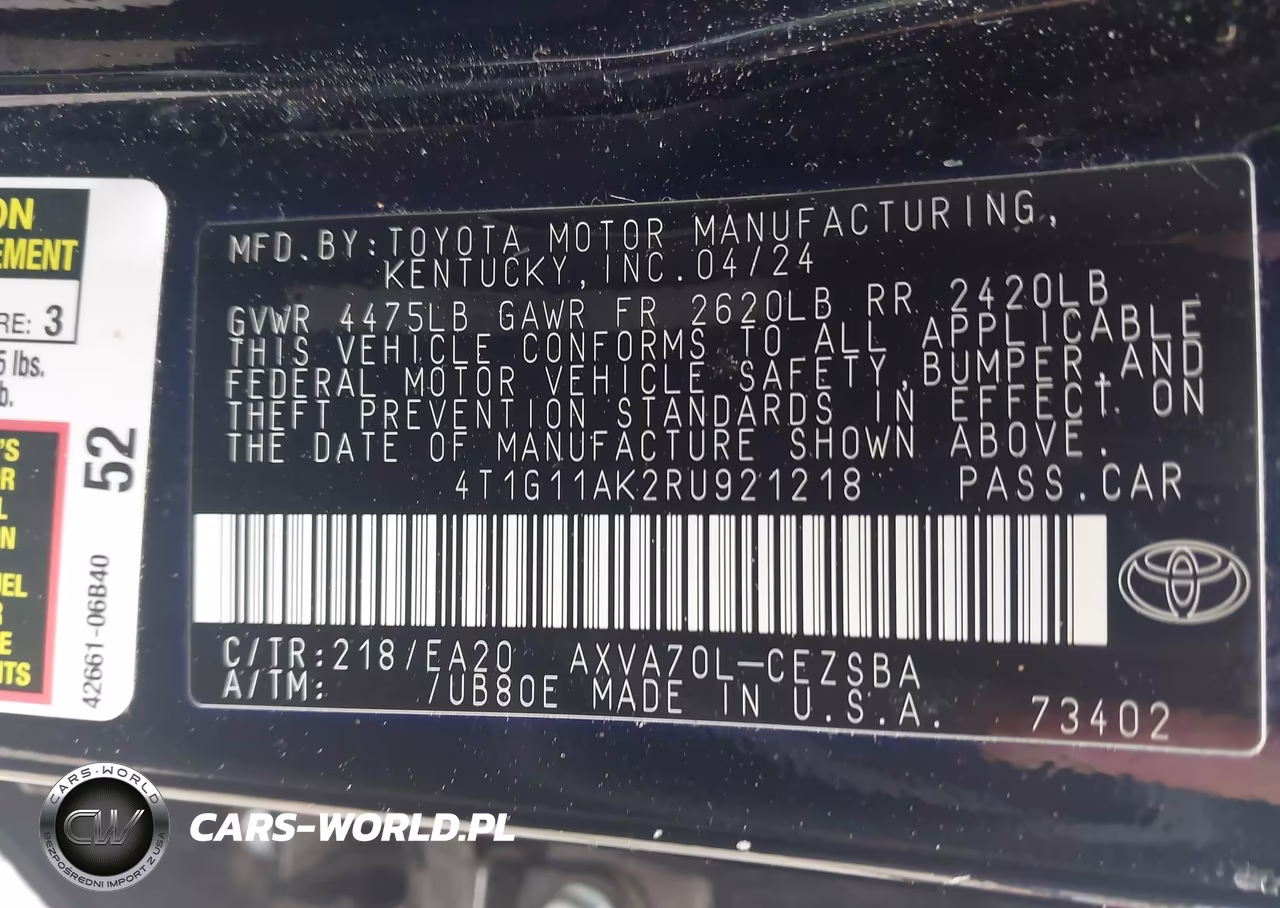 2024 Toyota Camry Se VIN:4T1G11AK2RU921218 - 9