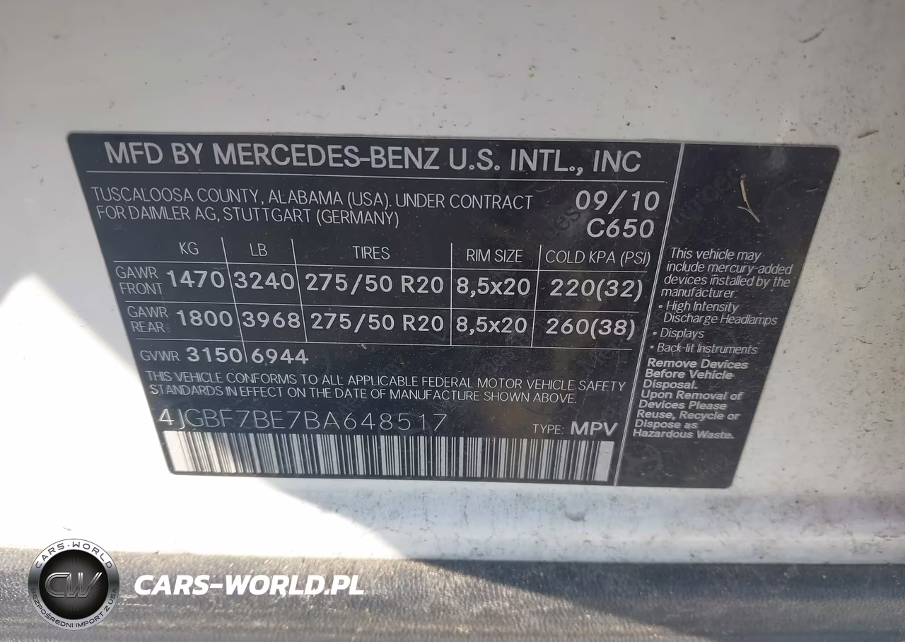 2011 Mercedes-Benz Gl 450 4Matic VIN:4JGBF7BE7BA648517 - 9
