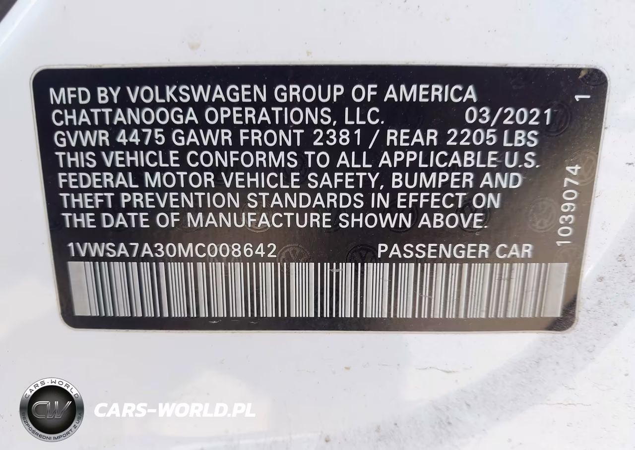 2021 Volkswagen Passat 2.0T Se VIN:1VWSA7A30MC008642 - 9