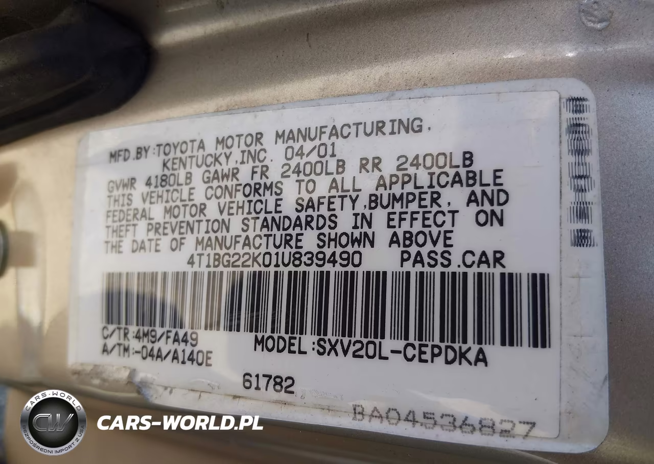 2001 Toyota Camry Ce VIN:4T1BG22K01U839490 - 9
