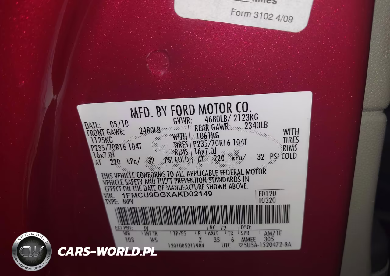 2010 Ford Escape Xlt VIN:1FMCU9DGXAKD02149 - 9