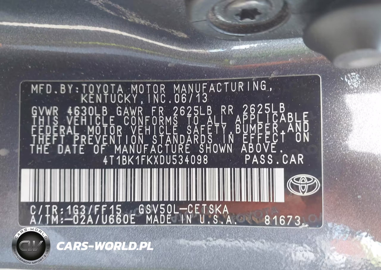2013 Toyota Camry Se V6 VIN:4T1BK1FKXDU534098 - 9