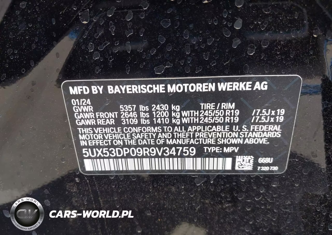 2024 BMW X3 xDrive30I VIN:5UX53DP09R9V34759 - 9