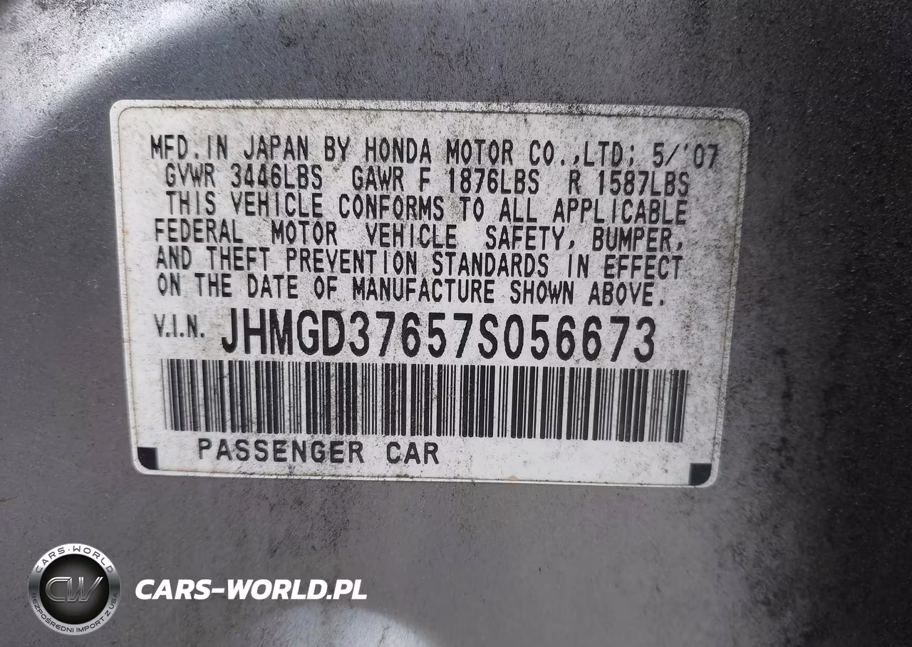 2007 Honda Fit Sport VIN:JHMGD37657S056673 - 9
