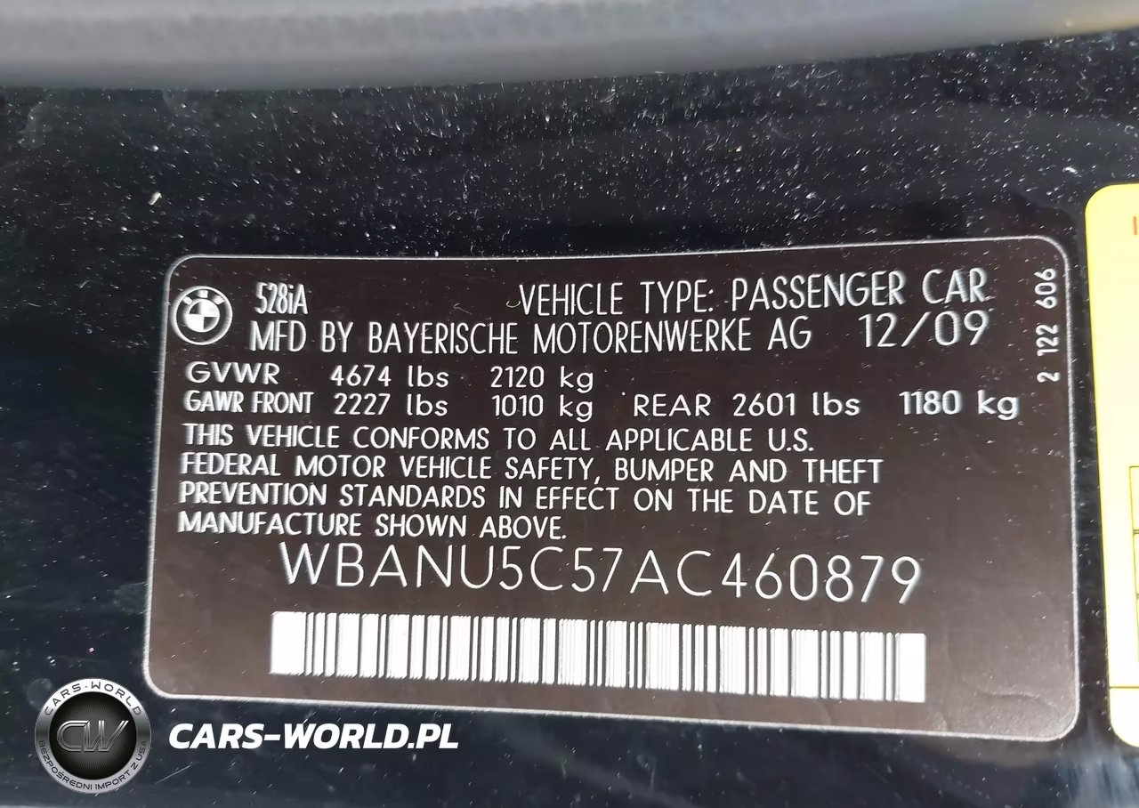 2010 BMW 528I VIN:WBANU5C57AC460879 - 9