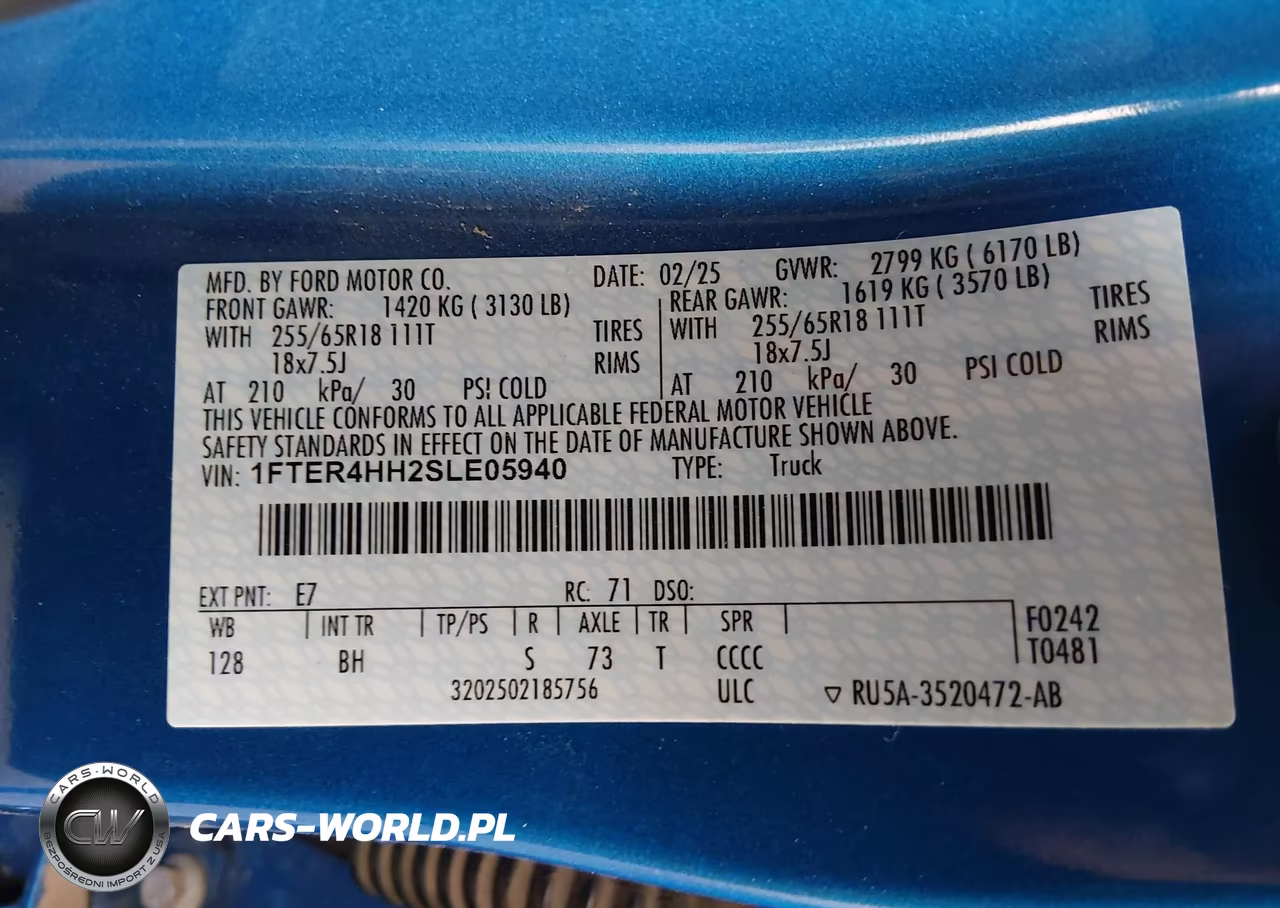 2025 Ford Ranger Xlt VIN:1FTER4HH2SLE05940 - 9