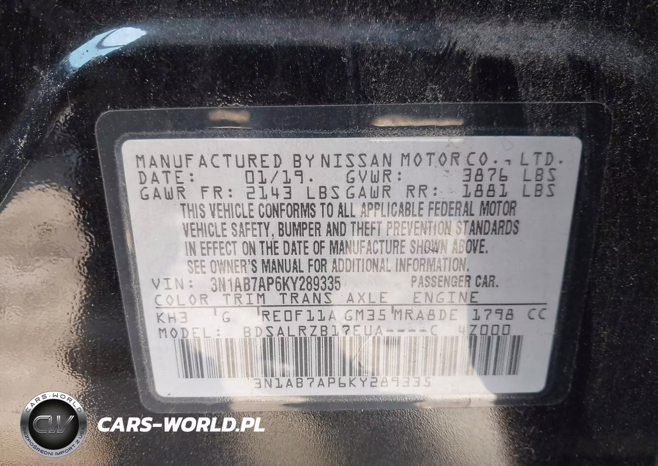 2019 Nissan Sentra Sr VIN:3N1AB7AP6KY289335 - 9