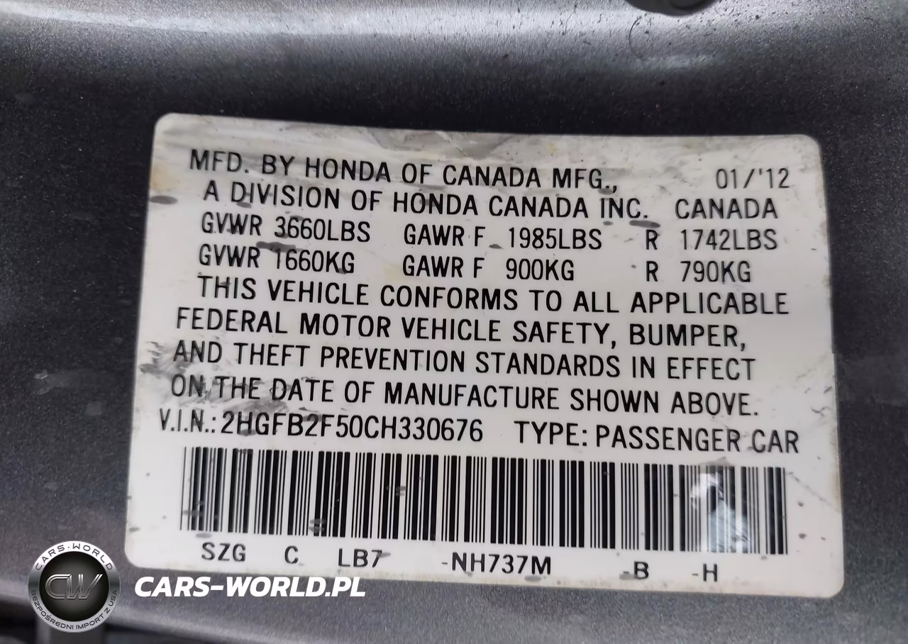 2012 Honda Civic Lx VIN:2HGFB2F50CH330676 - 9