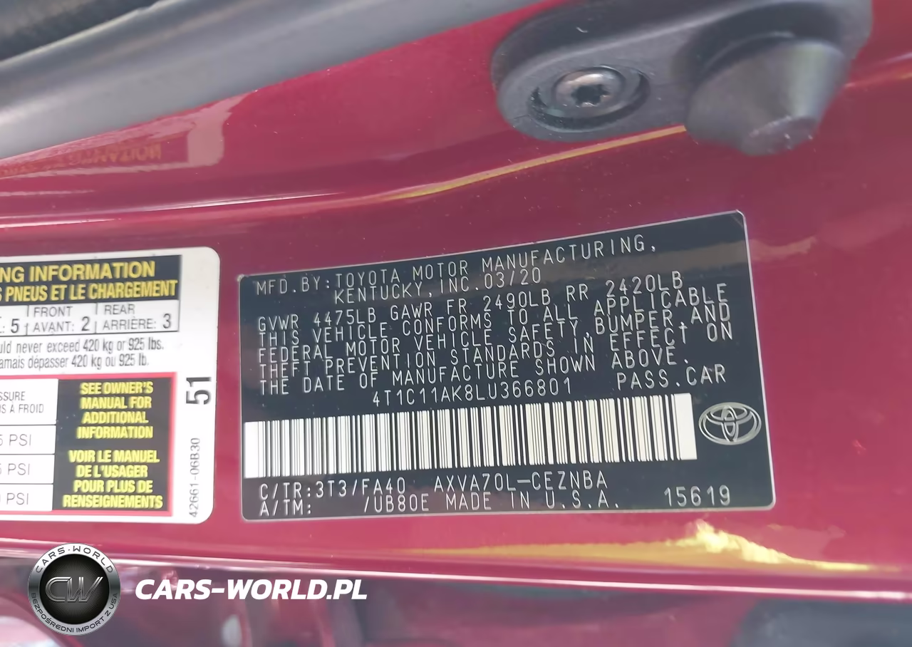 2020 Toyota Camry Le VIN:4T1C11AK8LU366801 - 9