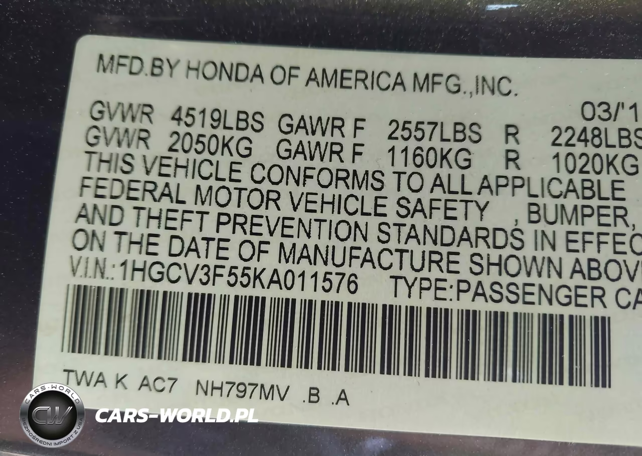 2019 Honda Accord Hybrid Ex-L VIN:1HGCV3F55KA011576 - 9