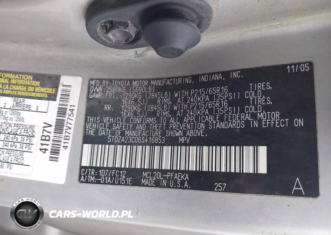 2006 Toyota Sienna Le VIN:5TDZA23C06S416853 - 9