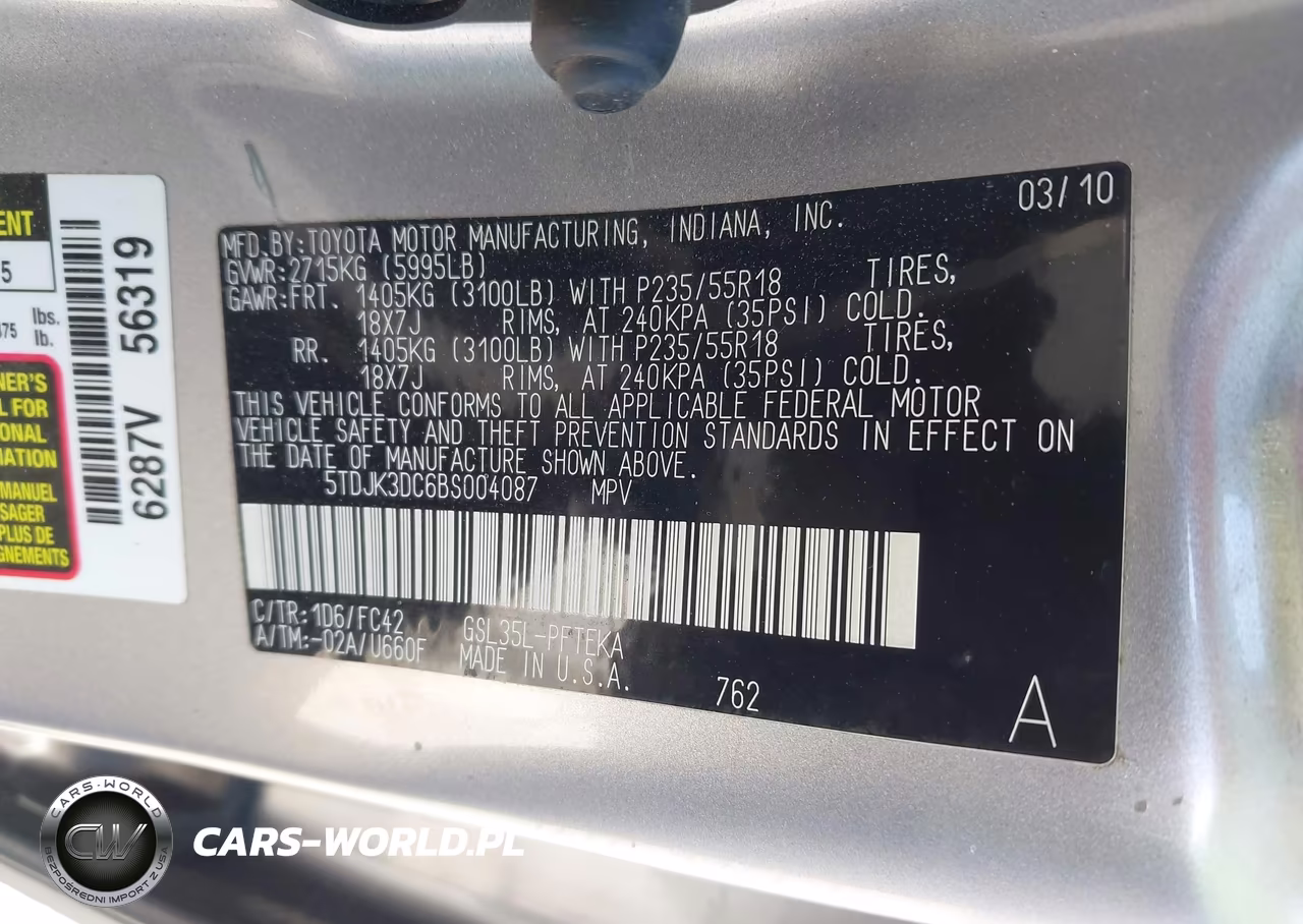 2011 Toyota Sienna Le VIN:5TDJK3DC6BS004087 - 9