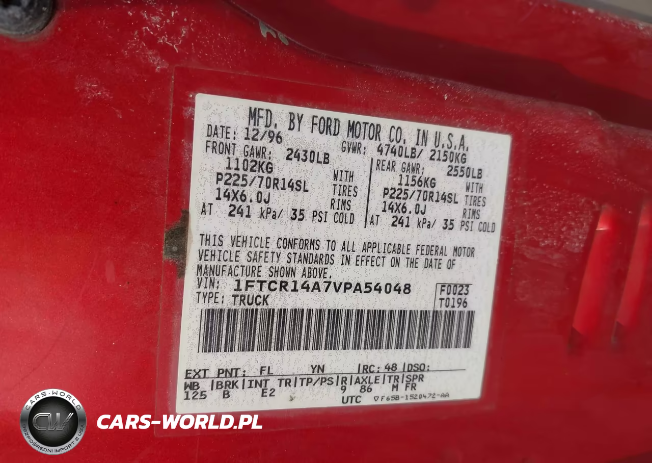 1997 Ford Ranger Xl-Xlt VIN:1FTCR14A7VPA54048 - 8