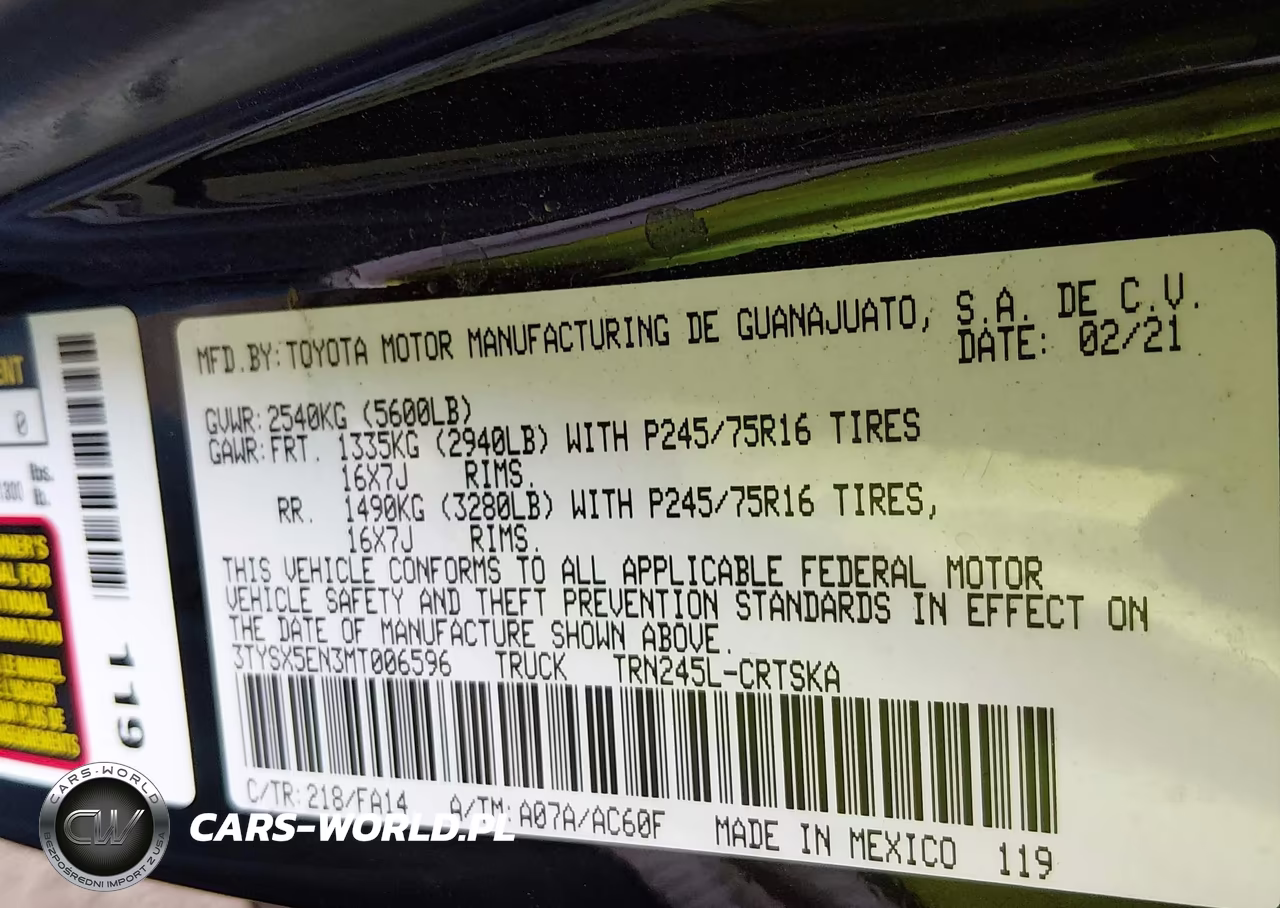2021 Toyota Tacoma Sr VIN:3TYSX5EN3MT006596 - 9