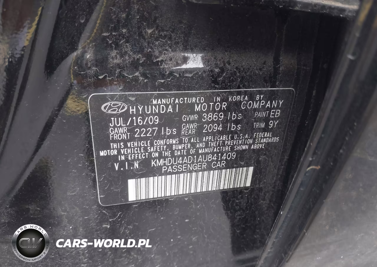 2010 Hyundai Elantra Gls VIN:KMHDU4AD1AU841409 - 9