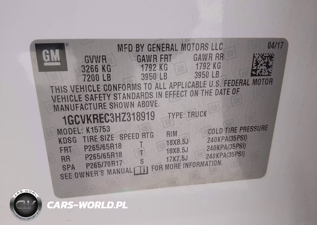 2017 Chevrolet Silverado 1500 2Lt VIN:1GCVKREC3HZ318919 - 9