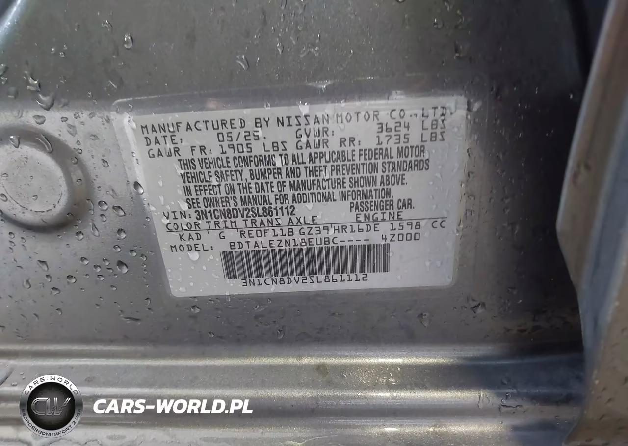 2025 Nissan Versa 1.6 S VIN:3N1CN8DV2SL861112 - 9