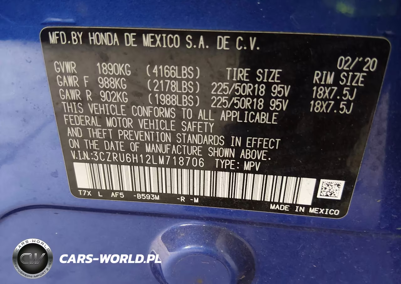 2020 Honda Hr-V Awd Sport VIN:3CZRU6H12LM718706 - 9