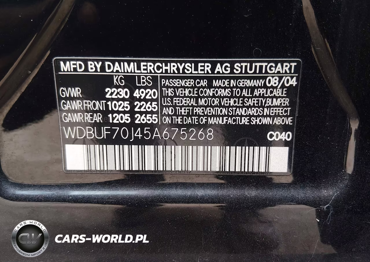 2005 Mercedes-Benz E 500 VIN:WDBUF70J45A675268 - 9
