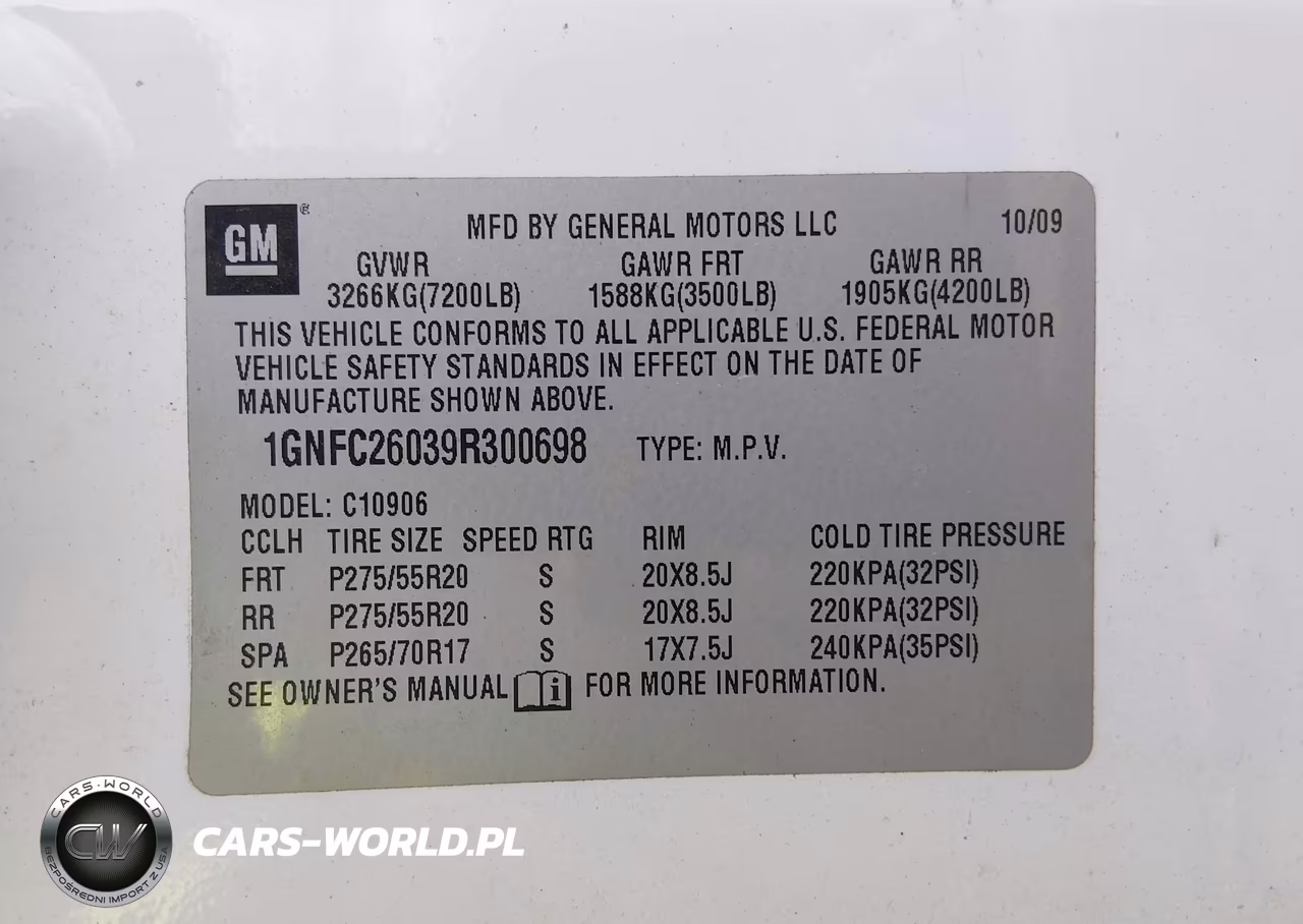 2009 Chevrolet Suburban 1500 Lt2 VIN:1GNFC26039R300698 - 9