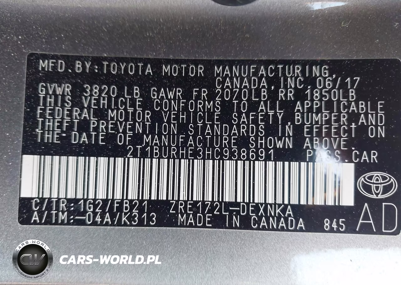 2017 Toyota Corolla Le VIN:2T1BURHE3HC938691 - 9
