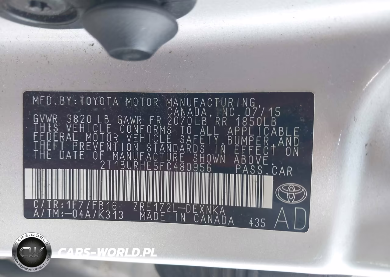 2015 Toyota Corolla Le VIN:2T1BURHE5FC480956 - 9